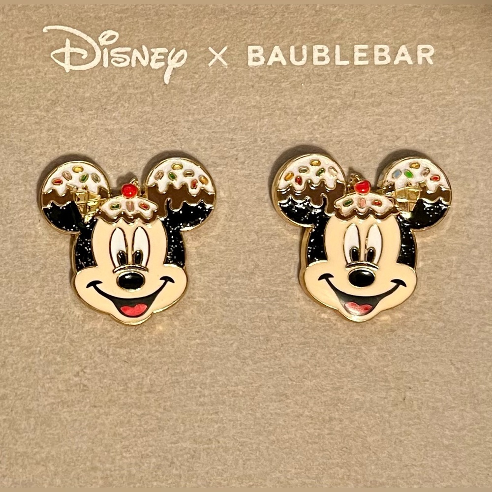 Disney BaubleBar Mickey Mouse ice cream sundae cupcake earrings